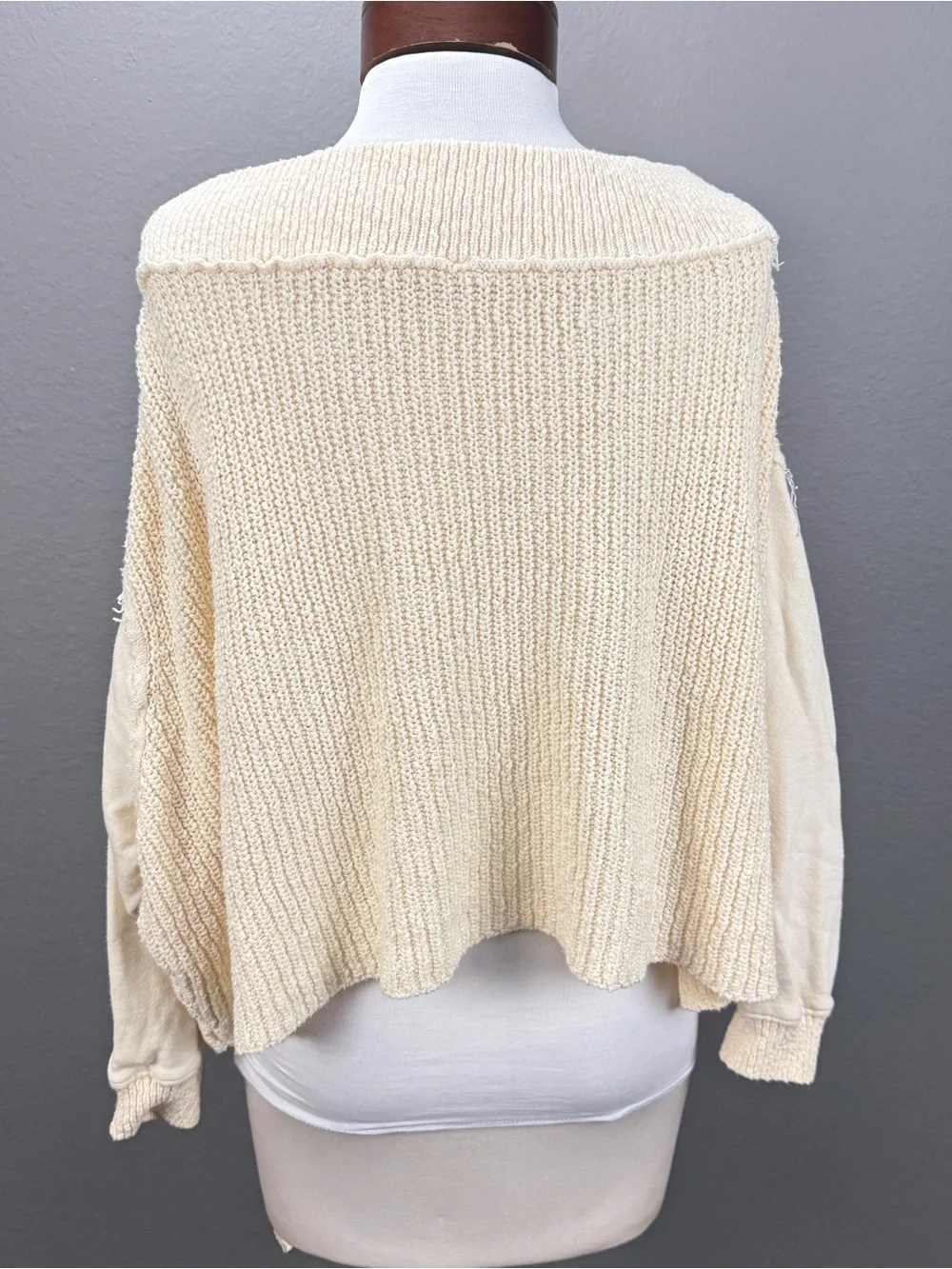 Free People Never leaving Cream Slouchy Pull over Sweater Sz S Petite